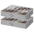 StorageWorks 2-Pack 24-Pair Under Bed Shoe Storage Organizer, Beige