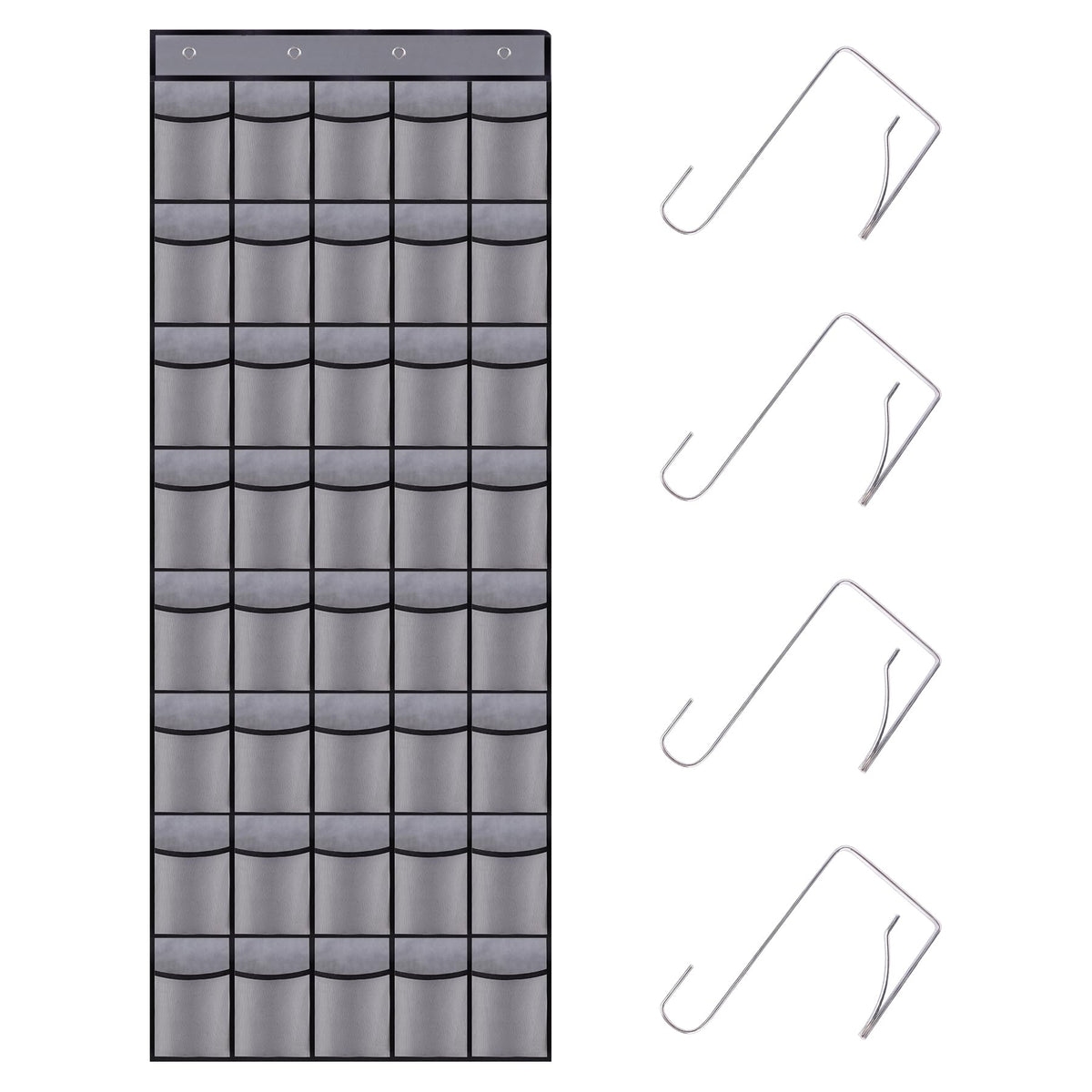 35 Pocket Over Door Shoe Organizer with 4 Metal Hooks（Grey）