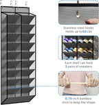 KEEPJOY 20-30 Pairs Grey Over the Door Shoe Organizer, Mesh Hanging Shoe Rack for Door Storage with 20 Wide Deep Pockets,10-Tier Door Shoe Holder Fits Sneakers, Boots.