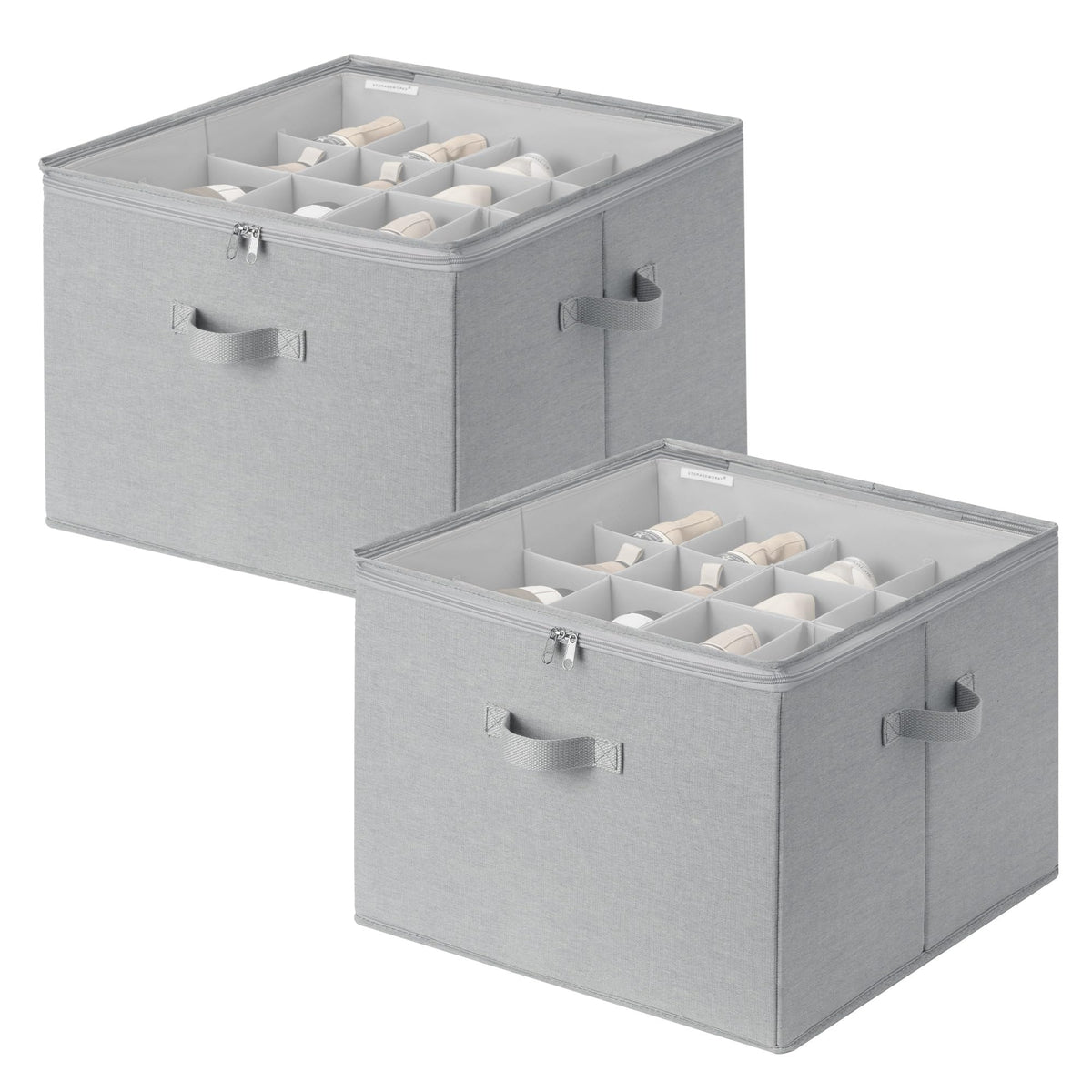 StorageWorks 2-Pack 32-Pair Shoe Storage Organizer for Closet, Beige