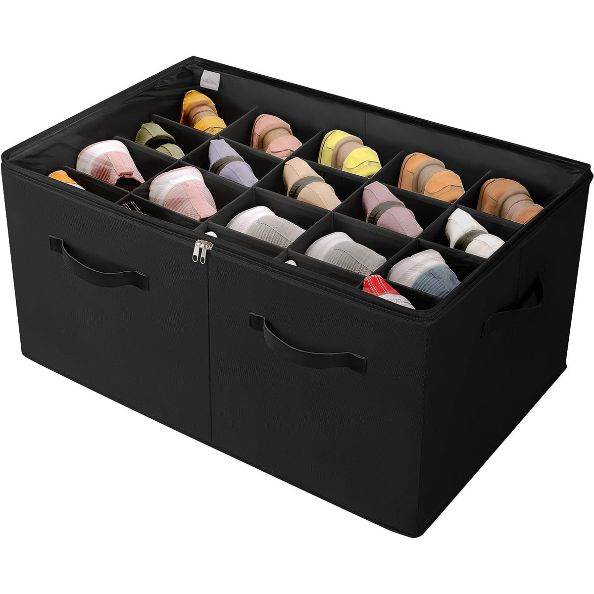 TOPIA HOME Shoe Organizer for Closet, Foldable Shoe Box, Adjustable Divider