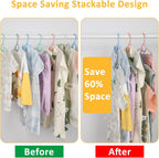 50 Pack Baby Hangers 11"-14" Adjustable Kids Hangers Multicolor