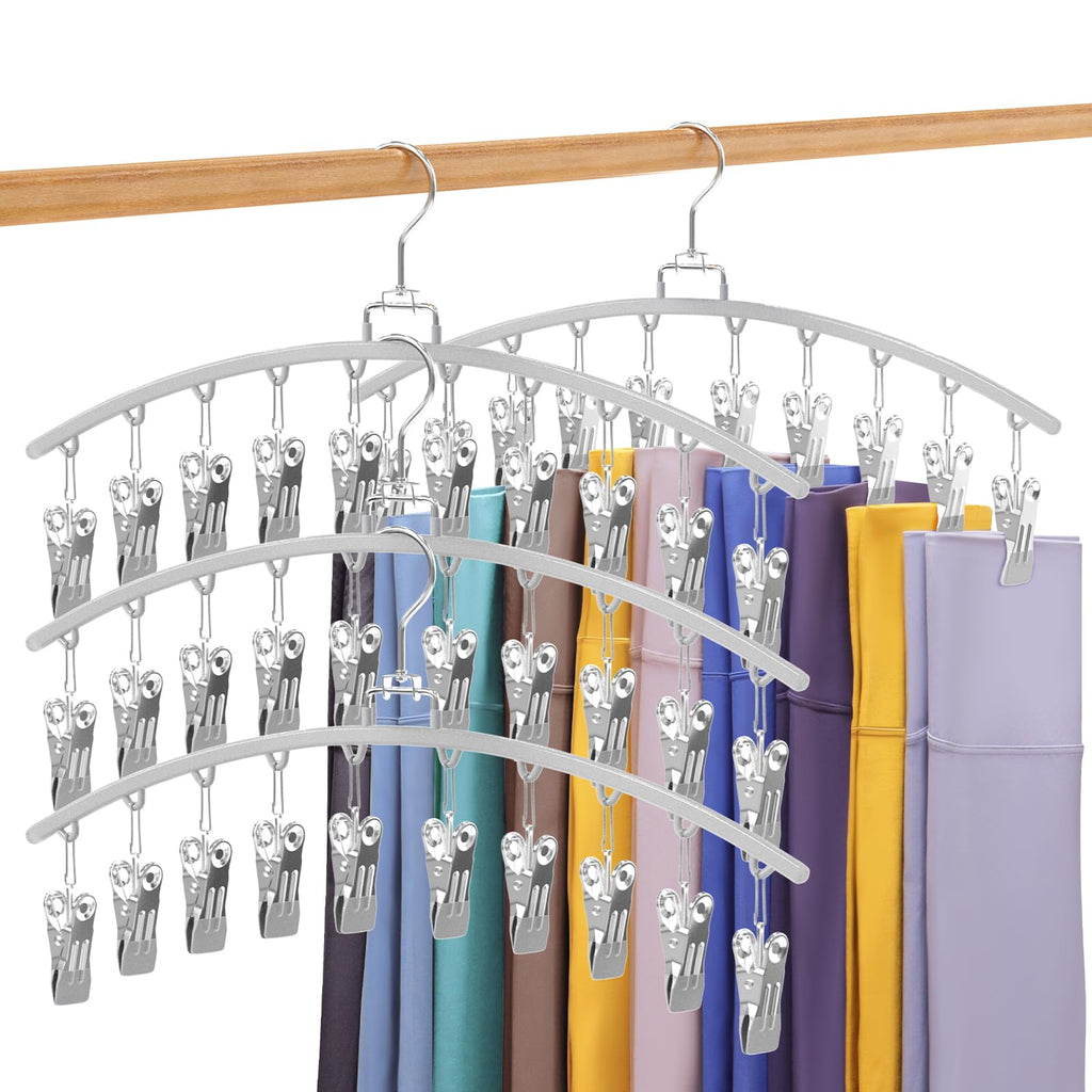 2 Pack Legging Organizer for Closet 360° Swivel, Metal Gym Clothes Organizer w/20 Clips Holds 20 Leggings, Hangers Space Saving, Closet Organizers and Storage, Dorm Room Organization Essentials, Black