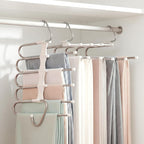 Pants Hangers Space Saving 5 Tier - 2 Pack Closet Organizers and Storage Closet Organizer,Anti-Slip Design,Closet Organizers and Storage for Pants Jeans Skirts Scarf Legging