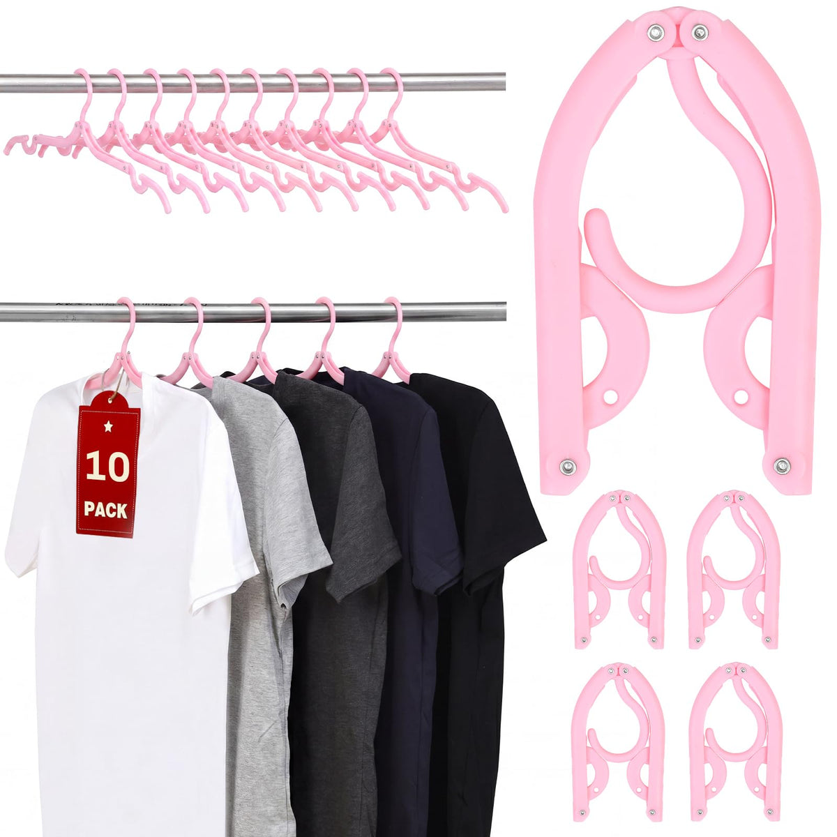 20 Pcs Travel Hangers, Cruise Ship Essentials Foldable Hangers Plastic Travel Essentials, Portable Cruises Must Haves 2026 for Skirt, Suitcase, RV Camping Airplane Europe Vacation Essential, Black