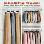 HOUSE DAY Black Pants Hangers with Clips 50 Pack, 12 Inch Skirt Hangers