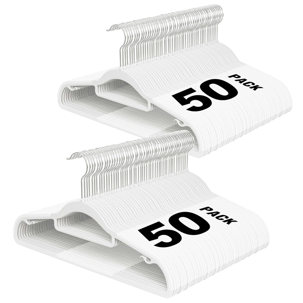 Plastic Hangers 50 Pack, 16.5" Non-Slip Clothes Hangers Heavy Duty