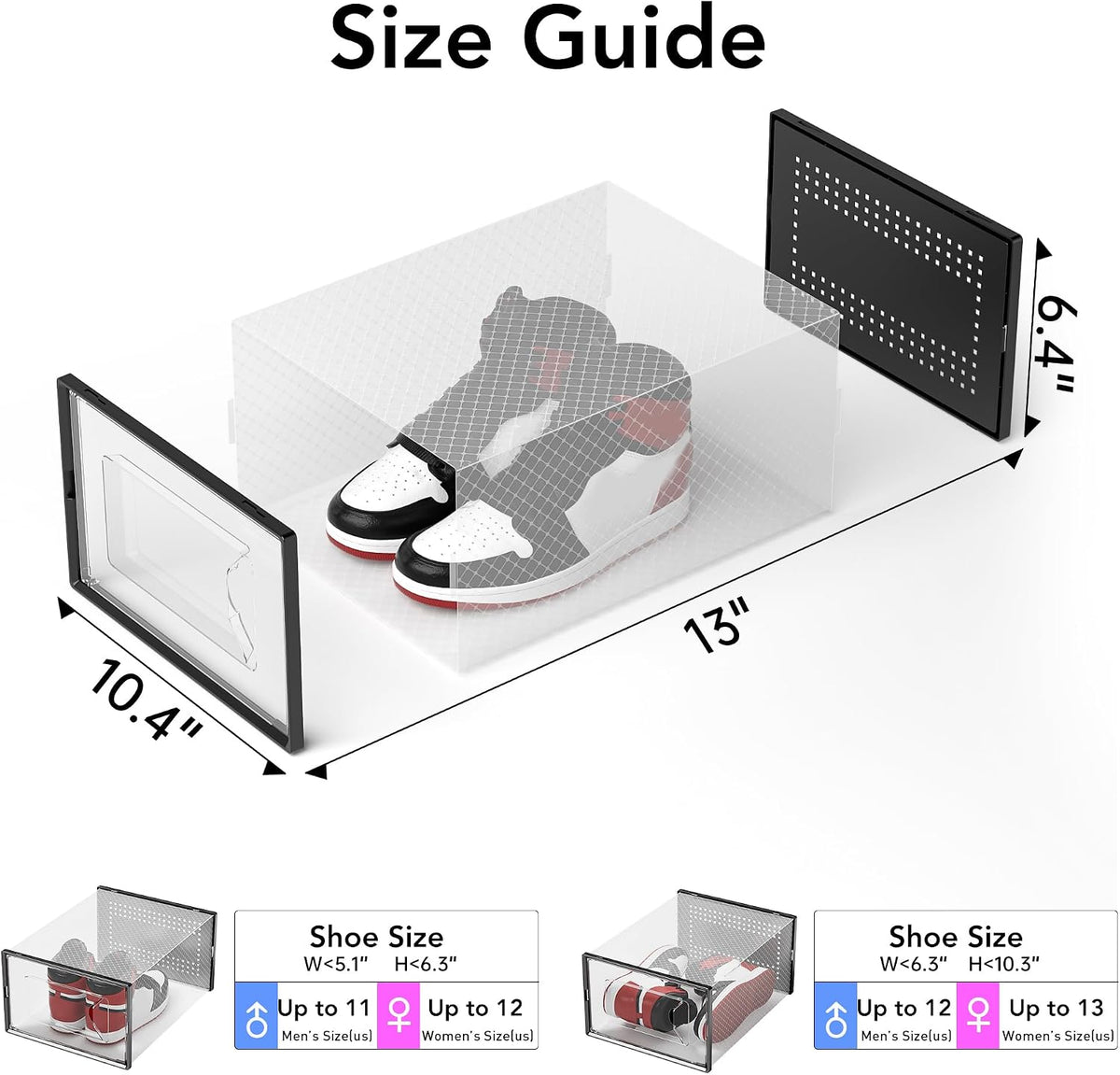 Foluck X-Large 15 Pack Shoe Storage Organizer Box Clear Plastic Stackable