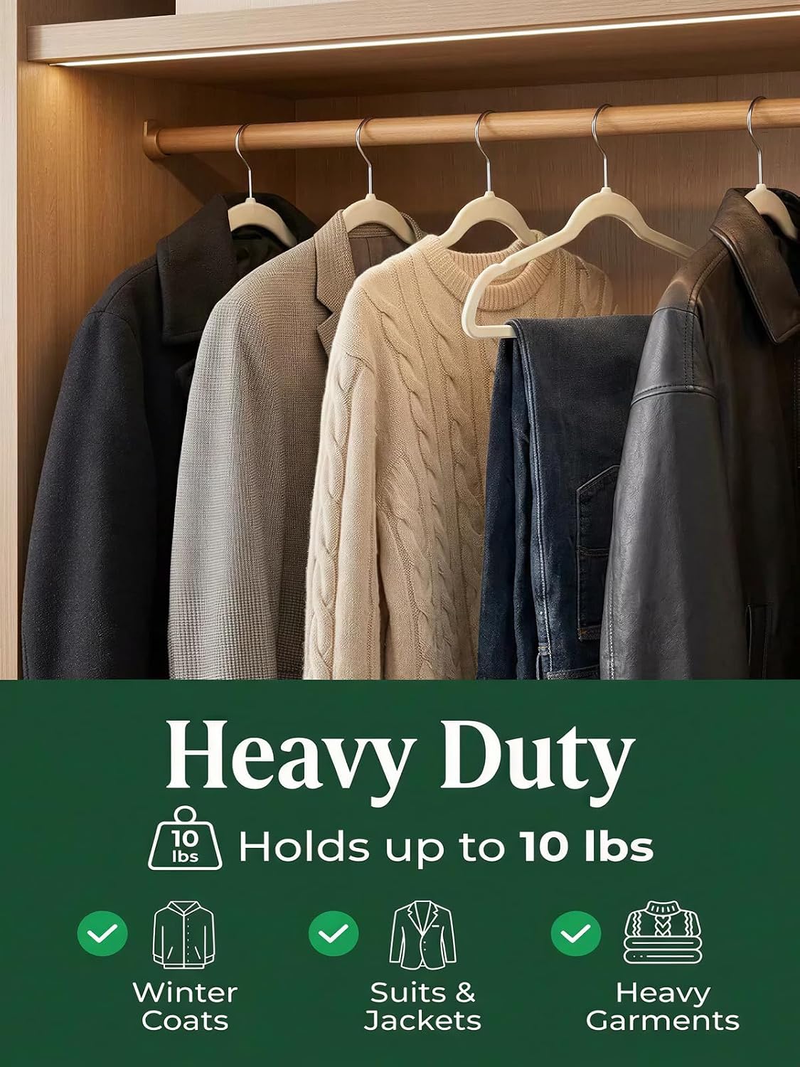 HOUSE DAY Ivory Velvet Hangers 50 Pack - Non Slip Felt Hangers, No Wrinkles