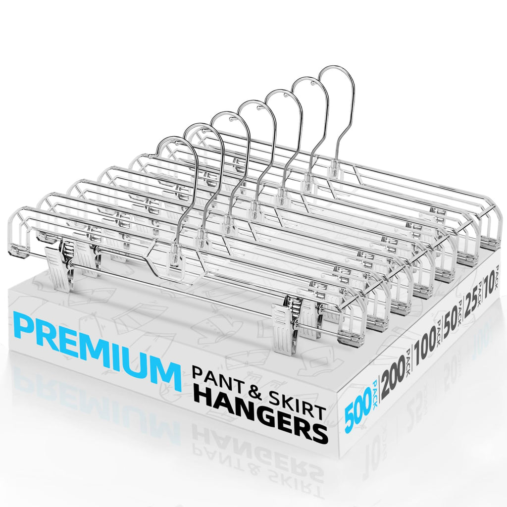 HOUSE DAY Heavy Duty Clear Pants Hangers 25 Pack, 14'' Skirt Hangers
