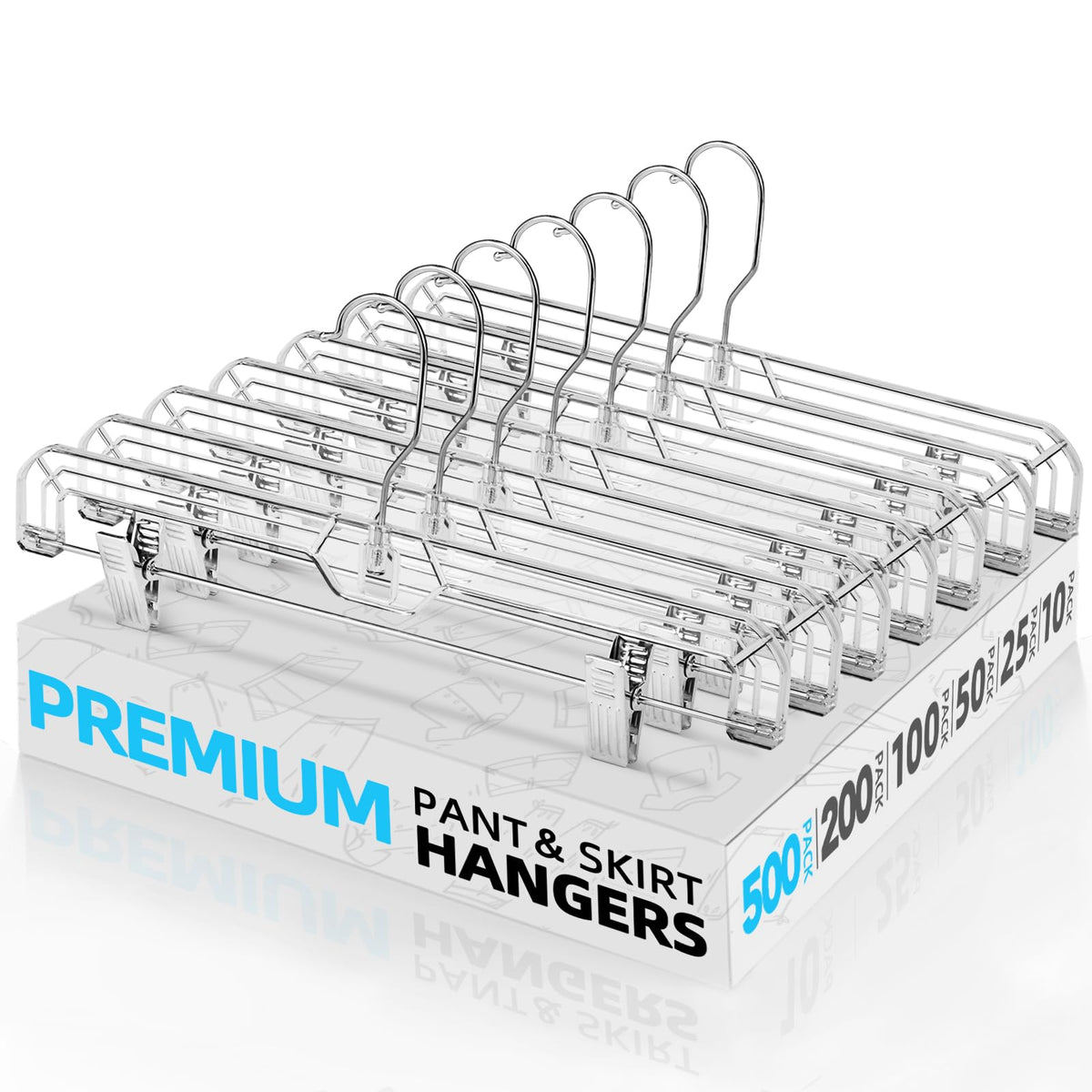 HOUSE DAY Heavy Duty Clear Pants Hangers 25 Pack, 14'' Skirt Hangers