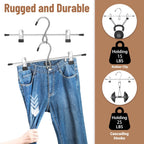 Pants Hangers Space Saving,Stackable Skirt Hangers with Clips, Hanging Closet Organizer and Storage,Clothes Hangers, College Dorm Essentials Apartment Essentials- 8 Pack