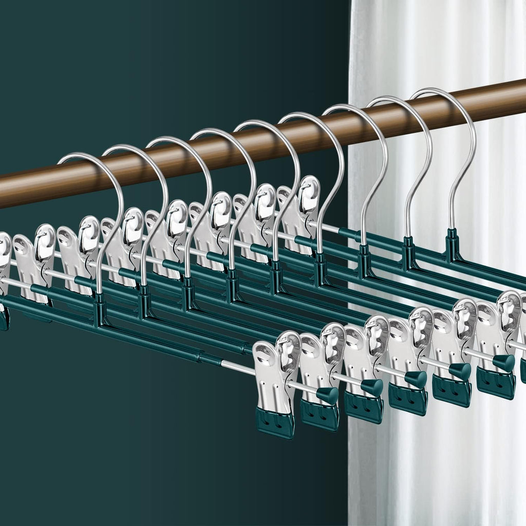 Pants Hangers with Clips Skirt Hangers 12 Inch 20 Pack, Black