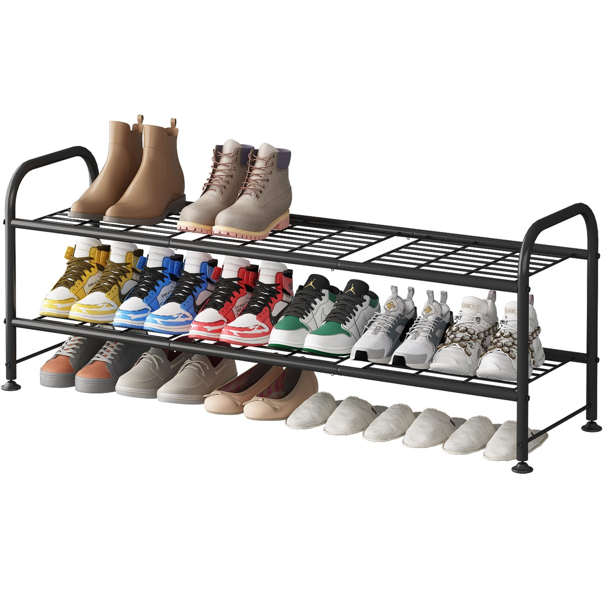 LINZINAR 3 Tier Long Shoe Rack for Closet Metal Shoe Organizer for Entryway