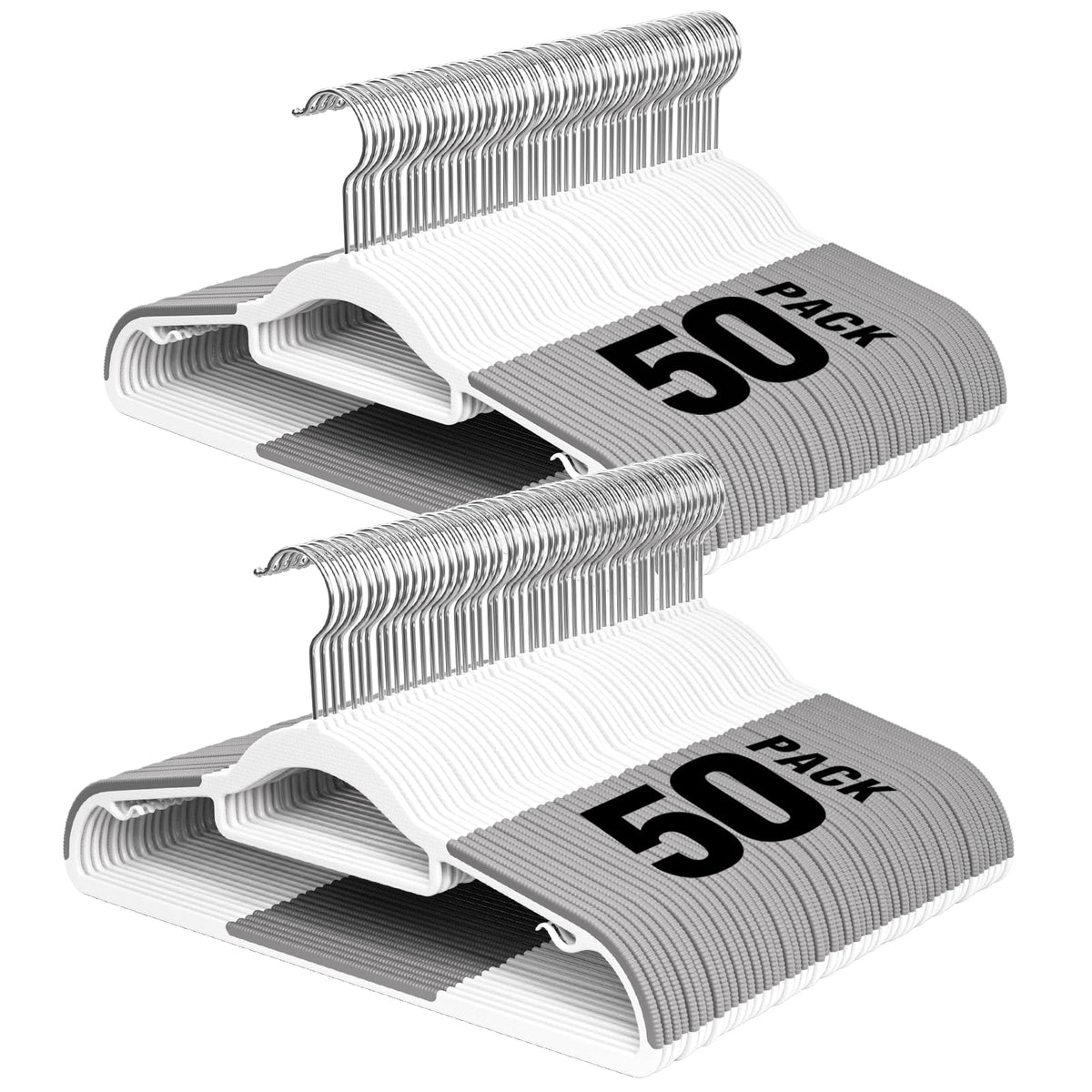 Plastic Hangers 50 Pack, 16.5" Non-Slip Clothes Hangers Heavy Duty