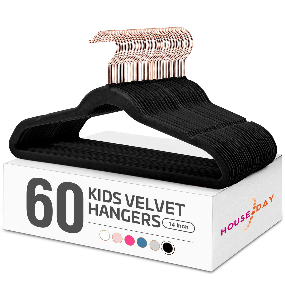 HOUSE DAY Velvet Kids Hangers 60 Pack, Premium Childrens Hangers for Closet