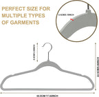 Quality Hangers 50 Pack Plastic Hangers for Clothes - Slim Non-Velvet Hangers with 360° Swivel Chrome Hook & Non Slip Notches - Ideal for Dresses Coats Shirts Jackets & More - Gray (Gray, 50 Pack)