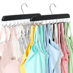 Tank Top Hanger with 40 Hooks for Closet Organizer, Premium Wood Bra Hanger