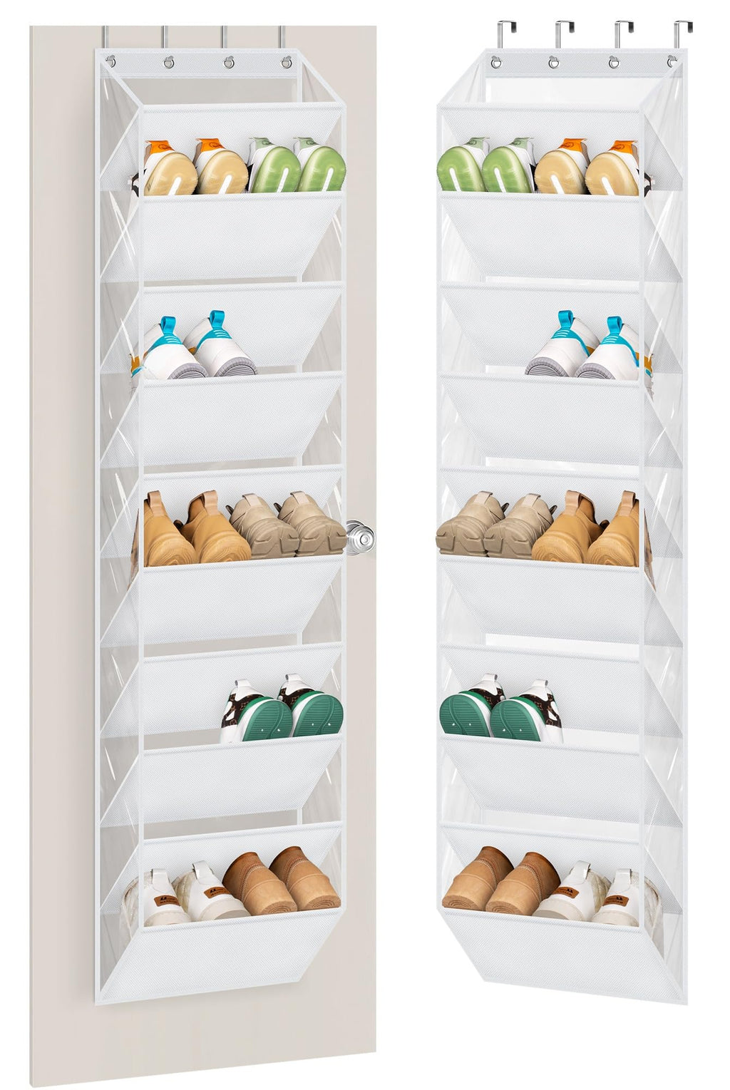 AOODA 10 Tier Clear Over the Door Shoe Organizer Storage, Deep Pockets Large Hanging Shoe Rack for Closet Door, Fit 20 Pairs Shoe Holder Hanger for Sneakers, Boots (Black)