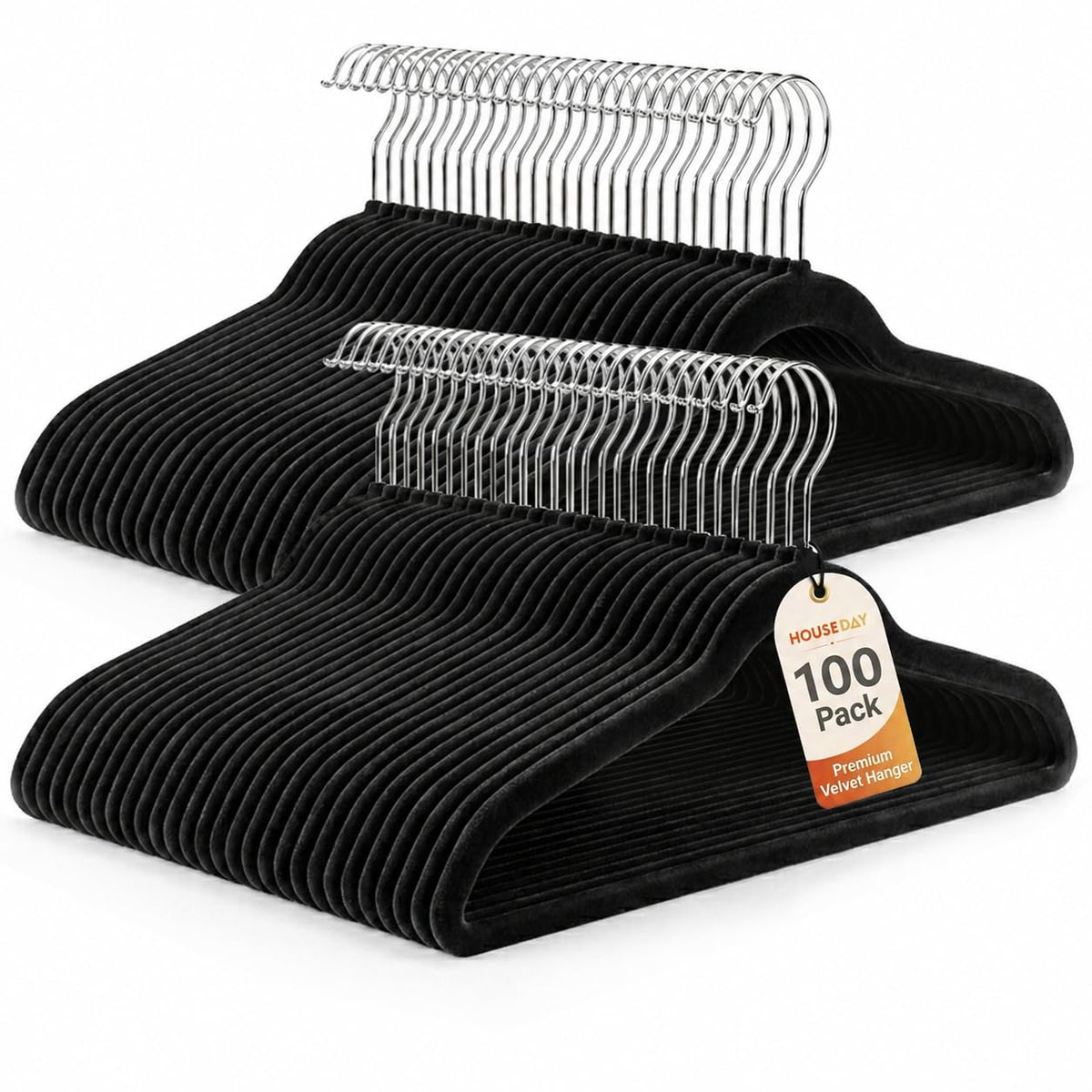 HOUSE DAY Ivory Velvet Hangers 50 Pack - Non Slip Felt Hangers, No Wrinkles