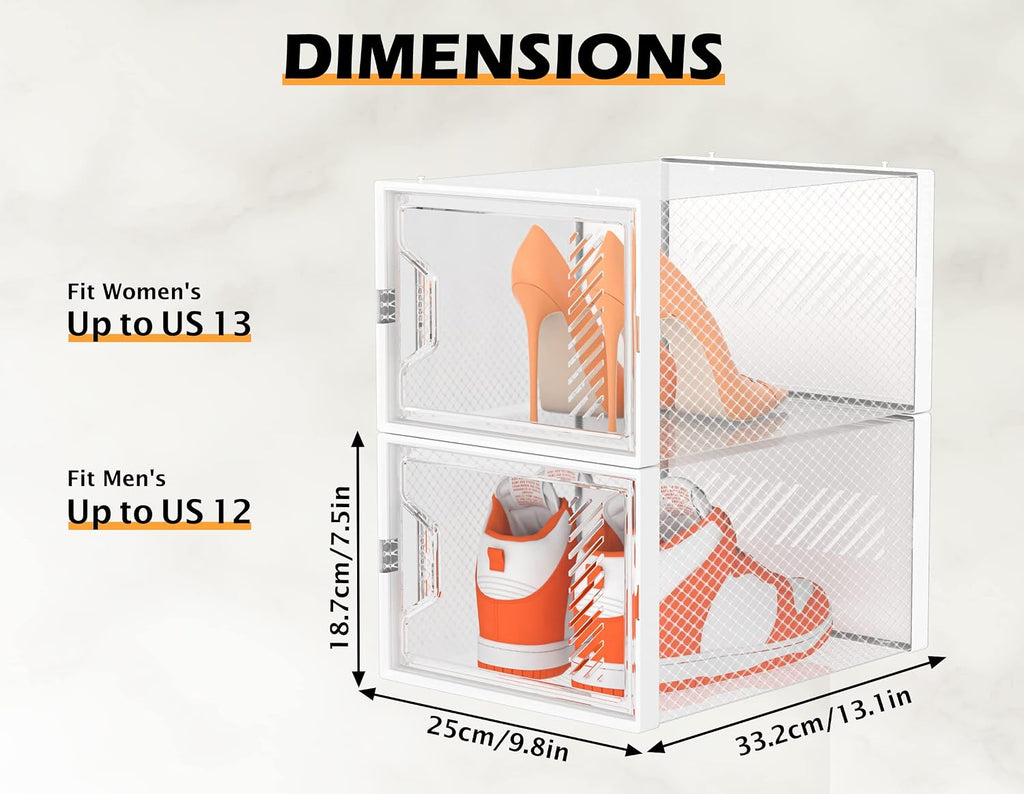 SIMPDIY XL Clear Shoe Storage Boxes, Stackable Shoe Organizer for Closet