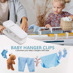 KISEER 40 Pcs Plastic Baby Hanger Clips Slim-line Finger Clips Set for Clothes Hanger Velvet Hanger (White)