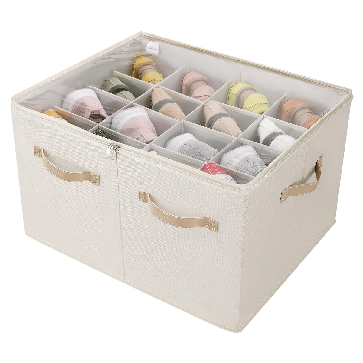 TOPIA HOME Shoe Organizer for Closet, Foldable Shoe Box, Adjustable Divider