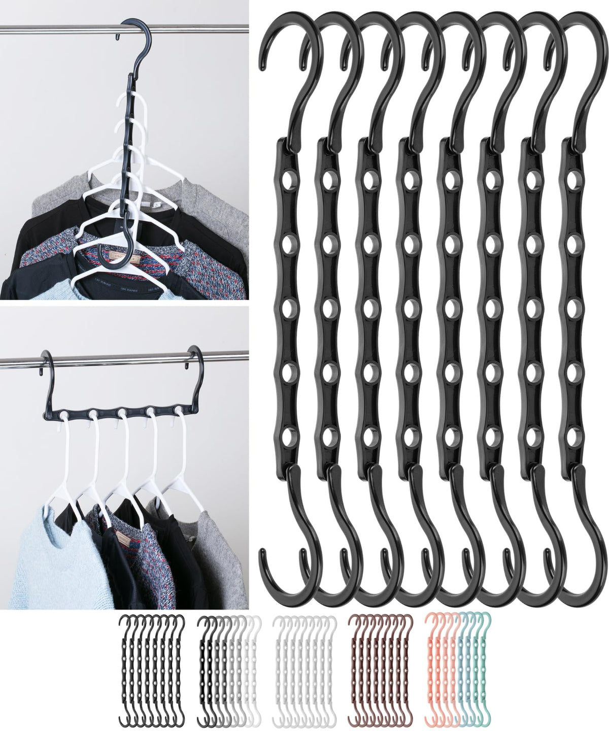 Mr. Pen- Space Saving Hangers, 8 pcs, 360° Rotating Hooks