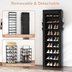 VILICK Shoe Rack with Cover Narrow Shoe Organizer with 4 Side Pockets 10 Tier Tall Shoe Storage Holds 18-22 Pairs Shoes and Boots Shoe Rack for Closet Entryway Garage