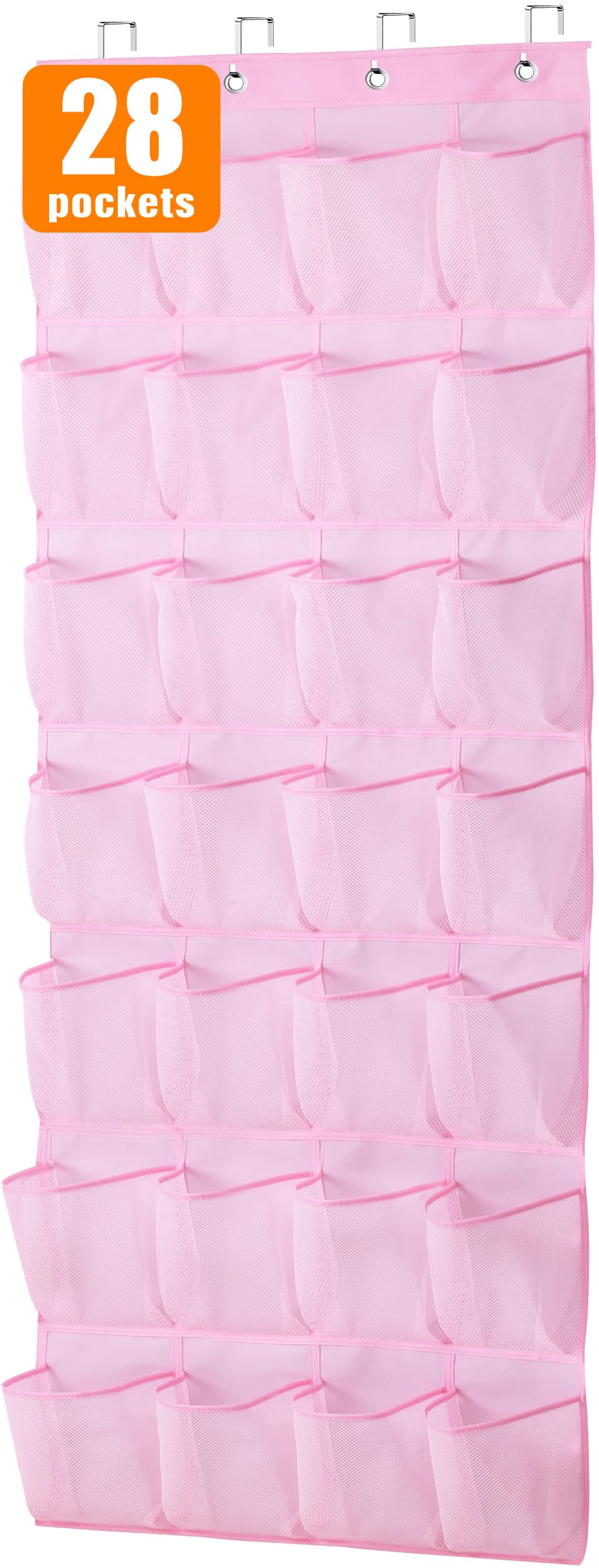 MISSLO 35 Large Pockets Over The Door Shoe Organizer Sturdy Oxford Fabric Hanging Shoe Rack for Door Mesh Closet Shoe Holder Hanger, White