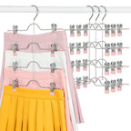 TOPIA HANGER 4 Tier Metal Skirt Hangers with Clips 80% Space Saving 2 Pack