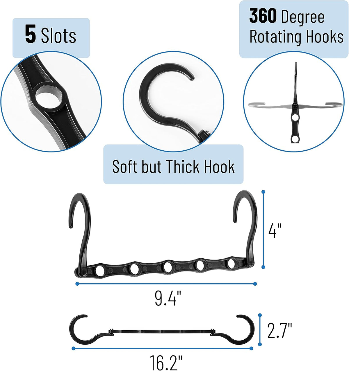 Mr. Pen- Space Saving Hangers, 8 pcs, 360° Rotating Hooks