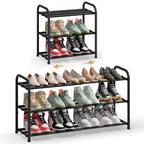 SONGMICS Expandable Shoe Rack, 3-Tier Shoe Organizer, Holds 6-12 Pairs