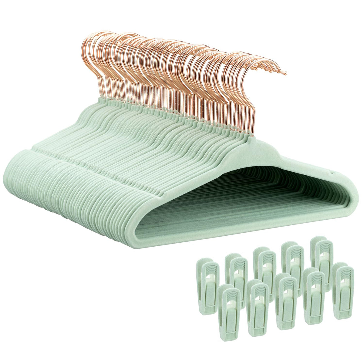Baby Velvet Hangers 30 Pack - 11 Inch Premium Felt Non Slip Kids Hanger for Infant & Toddler Clothes - 0.2" Slim Space-Saving Baby Felt Hangers for Children's Closet with 10 Clips - Beige