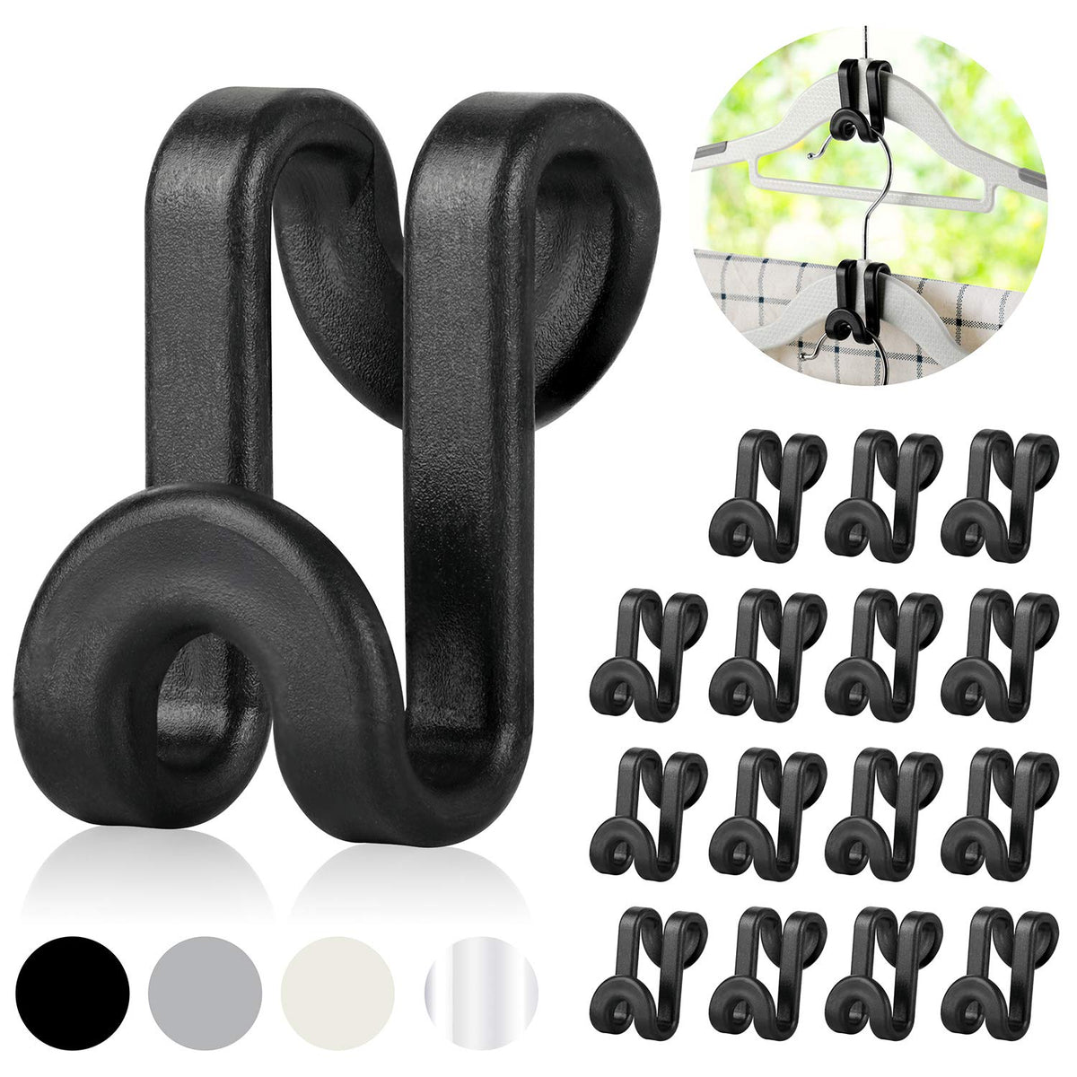 Mlici 60 Pack Space Saving Hanger Hooks, Connector Hooks for Closet, Clear