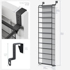 Whitmor 36 Pair Over the Door Shoe Organizer, 12 Tier Hanging Shoe Organizer, Heavy Duty Metal & Mesh Shoe Holder, Hanging Shoe Rack for Closet Storage, 74"H x 21.7"W x 7.5"D, Gunmetal Gray