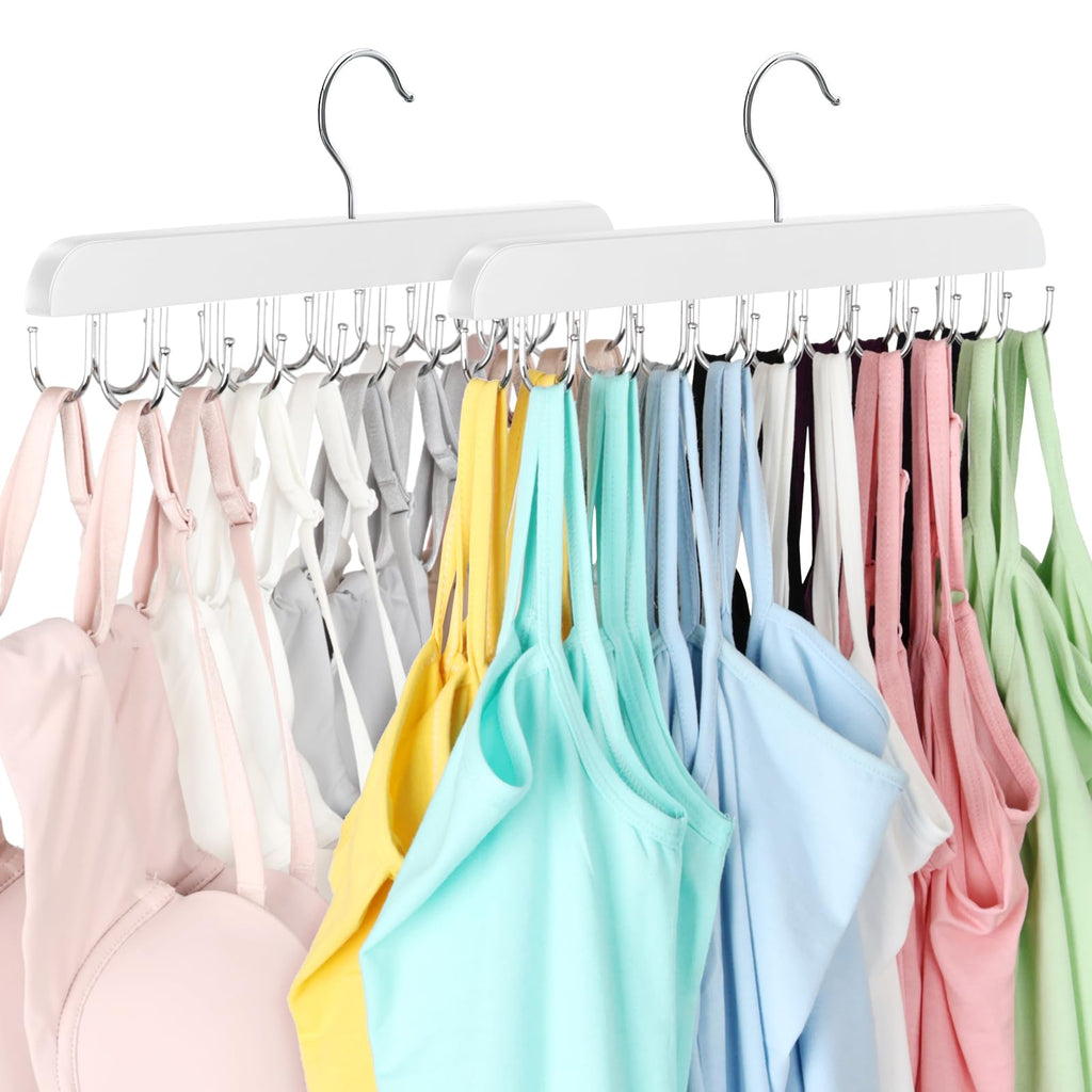 Tank Top Hanger with 40 Hooks for Closet Organizer, Premium Wood Bra Hanger