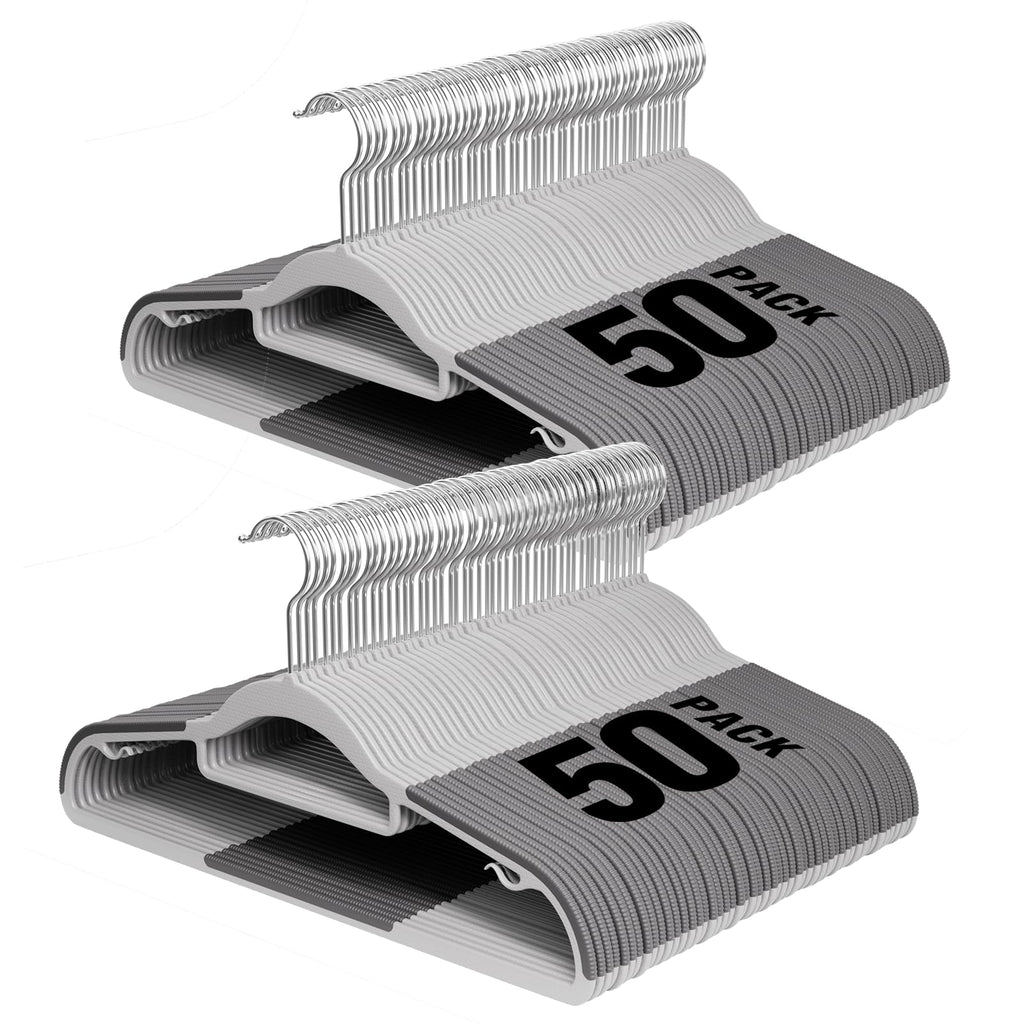 Plastic Hangers 50 Pack, 16.5" Non-Slip Clothes Hangers Heavy Duty