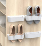4Pack Wall Shoe Rack, Adhesive or Screw Mount for RV, White