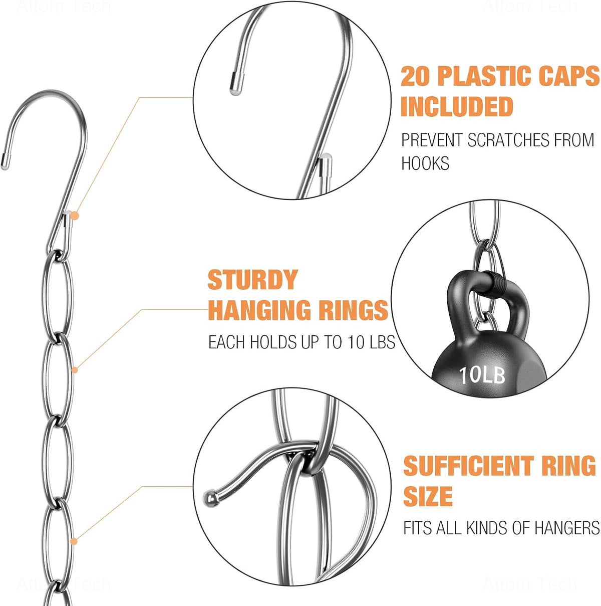 NiHome Space Saving Hangers 10-Pack, Metal Closet Organizer with Safety Cap
