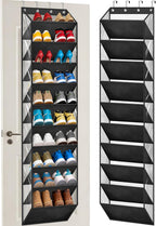 AOODA 10 Tier Clear Over the Door Shoe Organizer Storage, Deep Pockets Large Hanging Shoe Rack for Closet Door, Fit 20 Pairs Shoe Holder Hanger for Sneakers, Boots (Black)