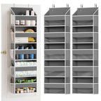 SpaceAid 1 Pack Over The Door Organizer with 5 Large Pockets and 10 Mesh Side Pockets, 5 Layers Door Organizer Hanging with Clear Window for Bedroom, Bathroom, Pantry and Nursery, Gray