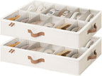 StorageWorks 2-Pack 24-Pair Under Bed Shoe Storage Organizer, Beige