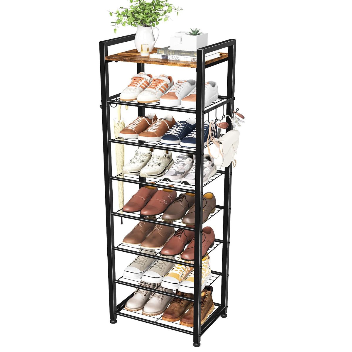 Simple Trending Tall Shoe Rack Storage Holds 40 Pairs, 10 Tier Shoe Organizer Shelf Large Capacity for Entryway Closet, Black