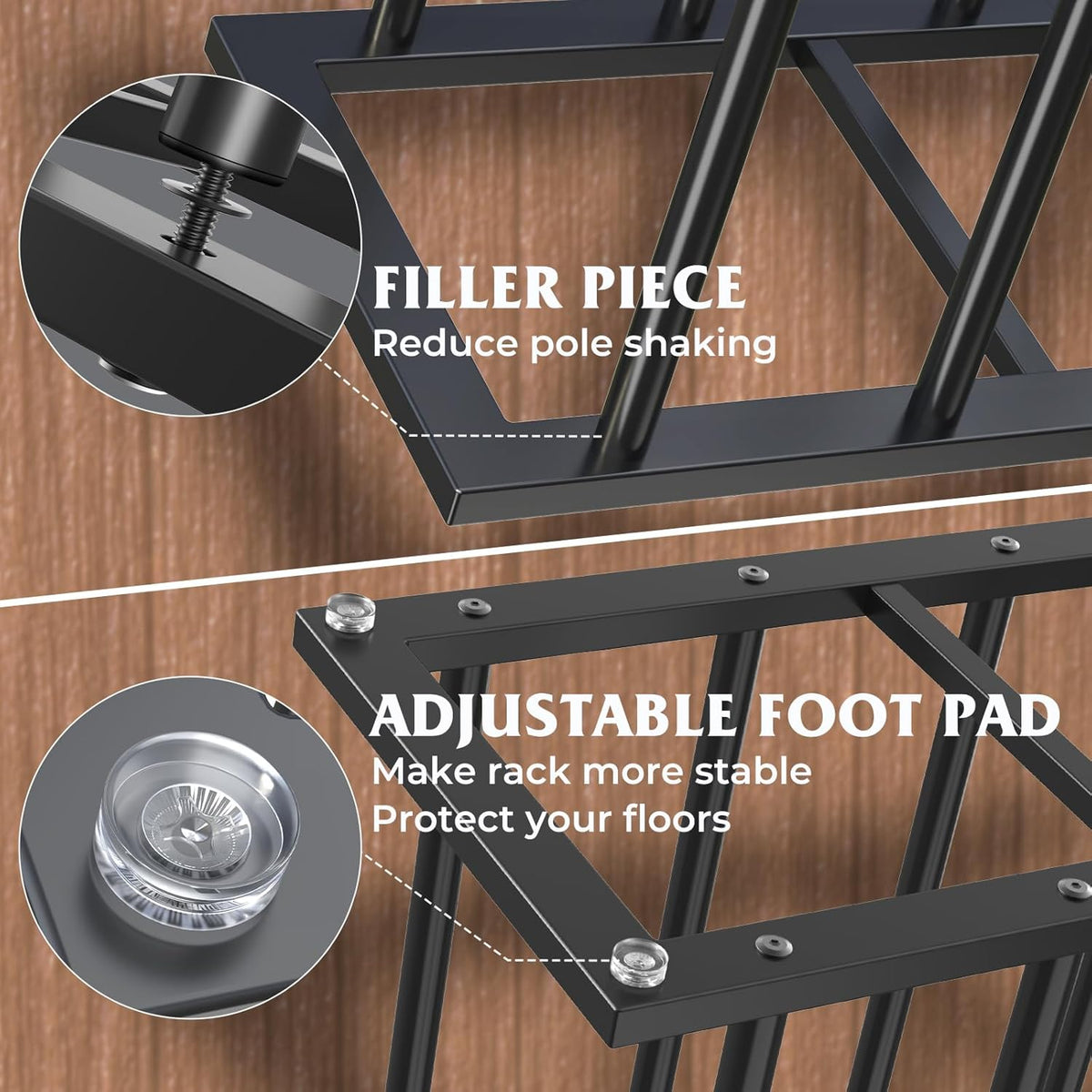 HzTinT Boot Rack for Tall Boots, 19.5" Boot Organizer Holds 6 Pairs, Black