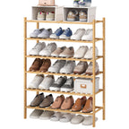 viewcare 3-Tier Black Bamboo Shoe Rack for Entryway, Stackable | Foldable | Natural, Shoe Shelf Storage Organizer for Hallway Closet, Free Standing Shoe Racks for Indoor Outdoor