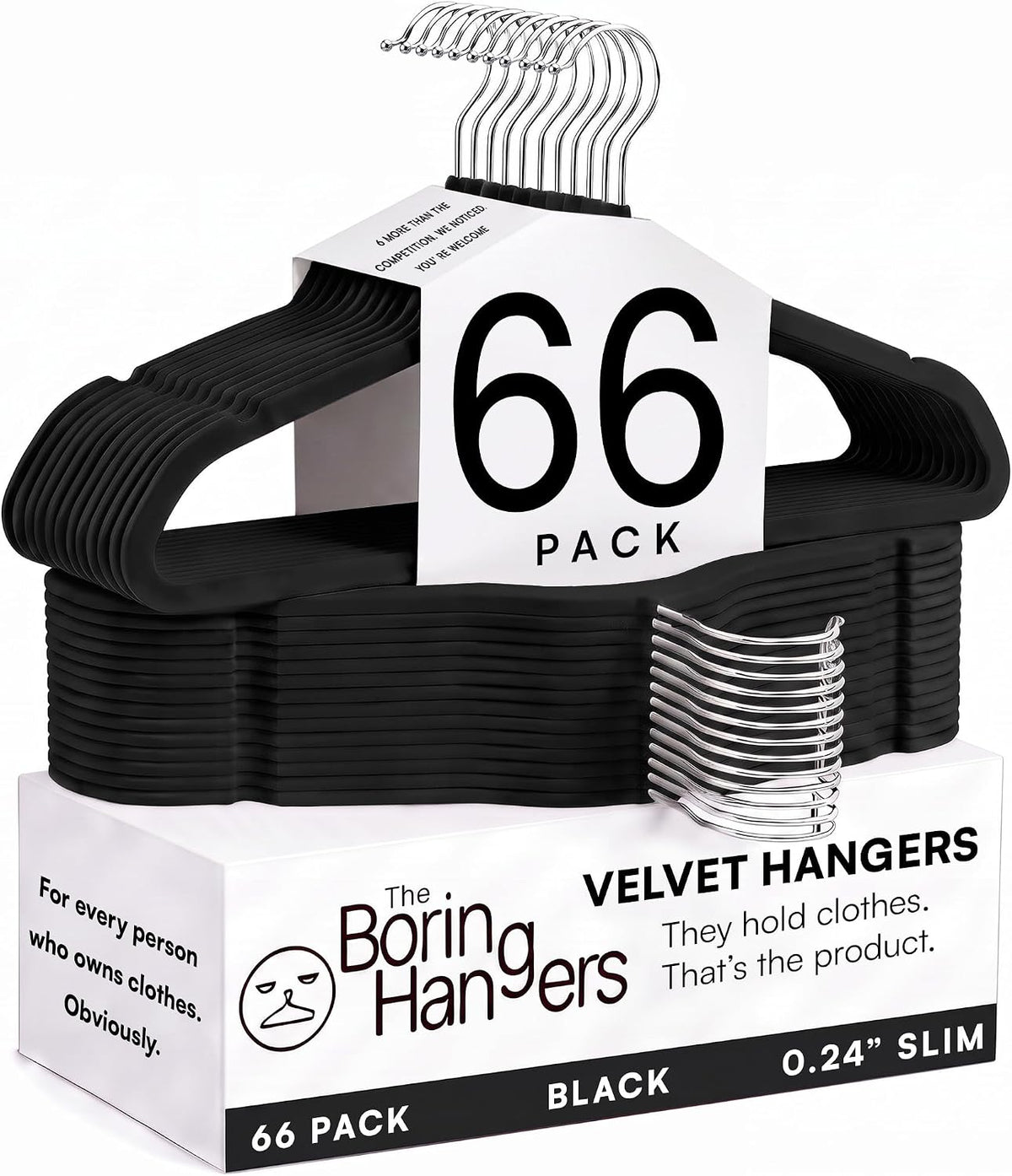 66 Pack Black Velvet Hangers Non Slip, Felt Hangers