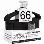 66 Pack Black Velvet Hangers Non Slip, Felt Hangers