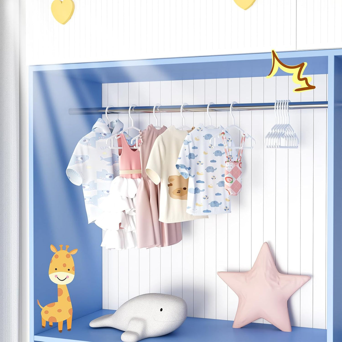Baby Hangers 100 Pack Non-Slip Kids Plastic Hangers for Closet, Space Saving Toddler Hanger for Infant Clothing, Childrens Hanger for Child, White