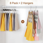 TOPIA HANGER 4 Tier Metal Skirt Hangers with Clips 80% Space Saving 2 Pack